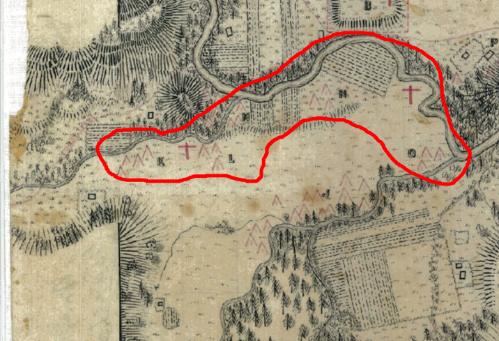 Portion of map showing location of the Umpqua encampments